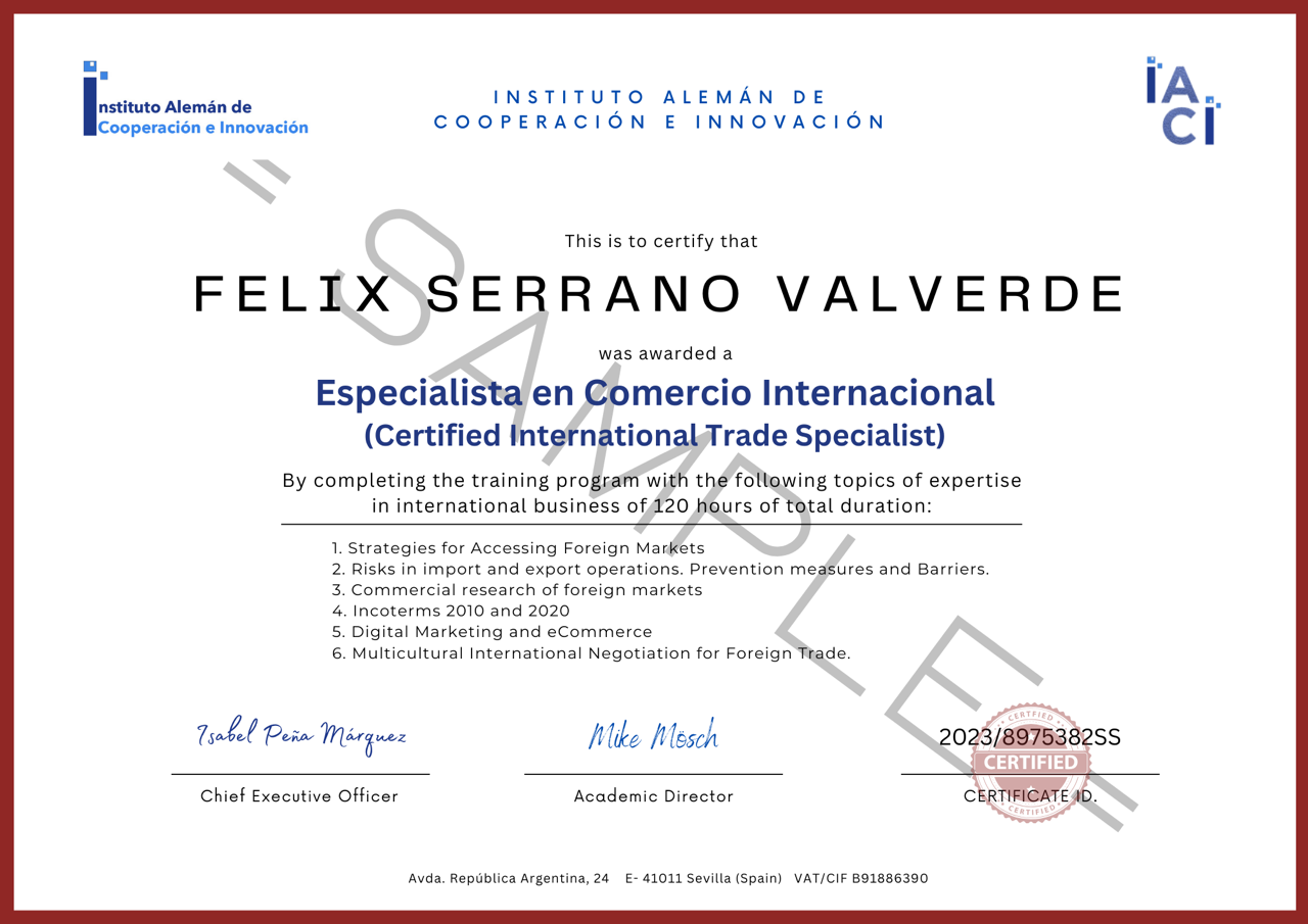 Curso de Especialista en Comercio Internacional Online. Curso completo en comercio Exterior.